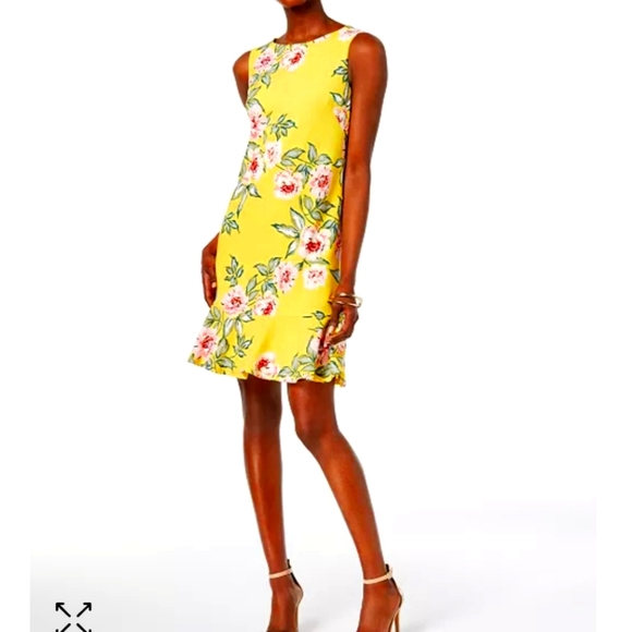 🟣Jessica Howard Floral Yellow Bodycon Slim Fit Mini Dress Size 10 - Picture 6 of 16